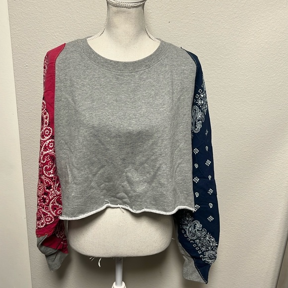 NWT Free People bandana sleeve sweatshirt